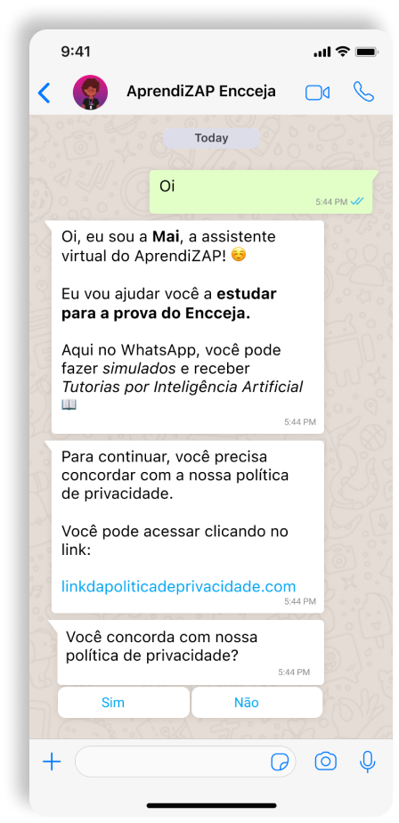 Mai — AprendiZAP Encceja WhatsApp bot