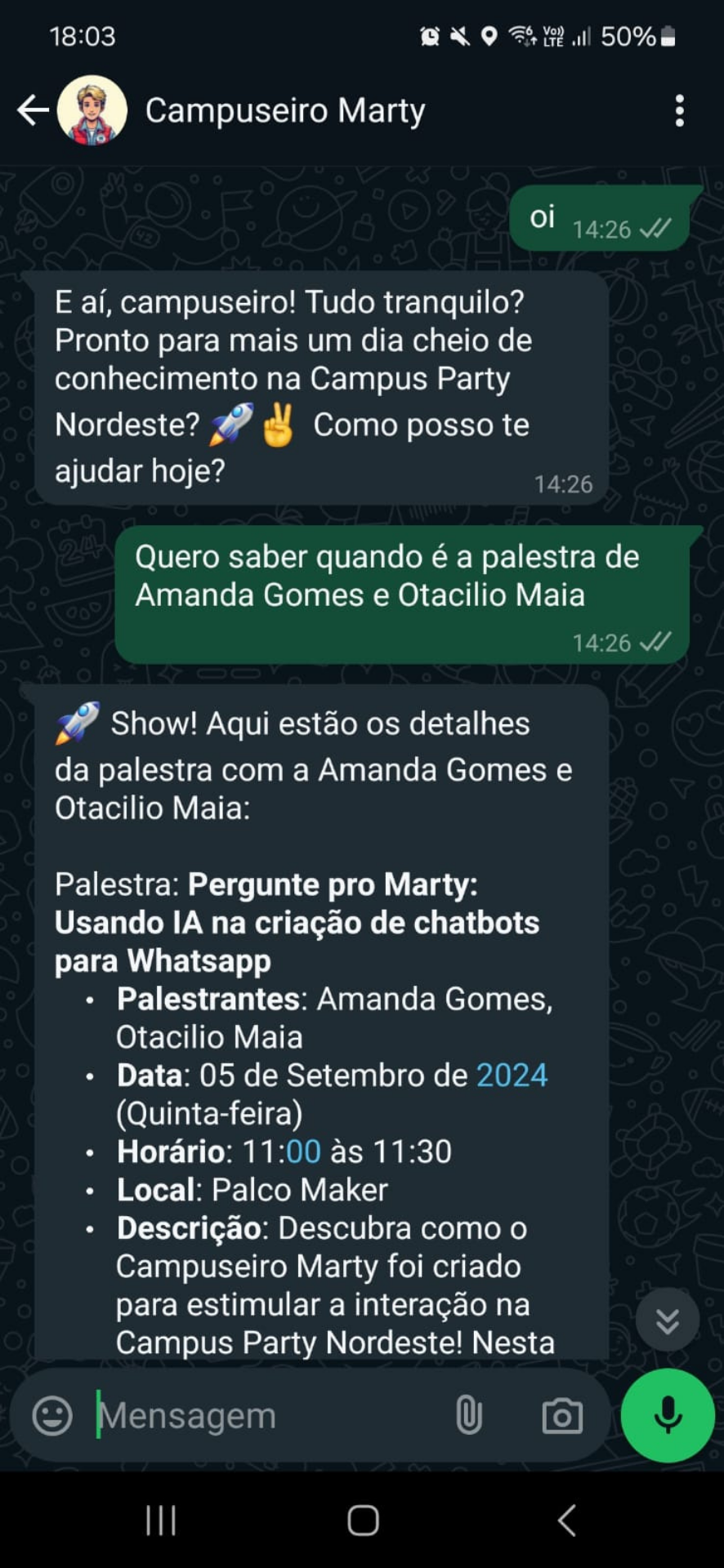 Marty — Campus Party Nordeste bot